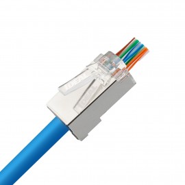 IDEAL Industries 85-365 Shielded Feed-Thru Modular Plugs for 0.035 to 0.041" conductors, CAT5e, 25-pack-