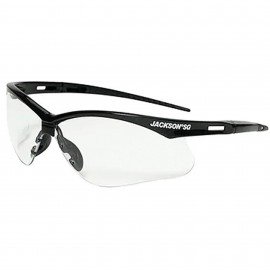 Jackson Safety 50000 Safety Glasses, clear lens, black frame-