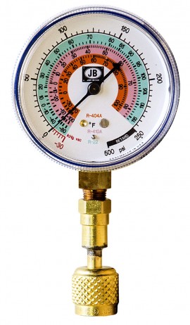 JB QC-G460 Quick Connect Single Test Low Pressure Compound Gauge, blue compound (R22, R410A, R404A), 2-1/2&amp;quot;-
