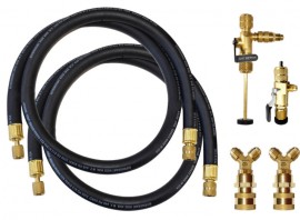 JB VL-200 Accelerator Rapid Evacuation Kit with vacuum hoses, valve core tools, and Y-connectors-