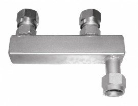 Julabo 8970473 Twin Distributing Adapter, M16 x 1 female to 2 M16 x 1 males, threaded-