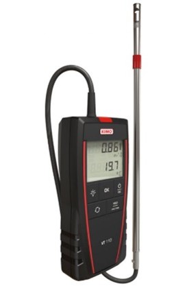 KIMO VT 115 S Portable Telescopic Hotwire Thermo-Anemometer with remote probe, 32 to 122&amp;deg;F-