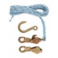 Klein Tools 1802-30SR Block and Tackle with Anchor Hook, 25&#039; spliced rope-
