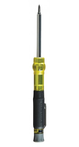 Klein Tools 32613 3-in-1 HVAC Pocket Screwdriver, #0 Phillips/0.125" slotted/Schrader-