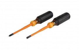 Klein Tools 33732INS 2-Piece Slim-Tip Insulated Screwdriver Set, 0.25" and #2 Phillips-