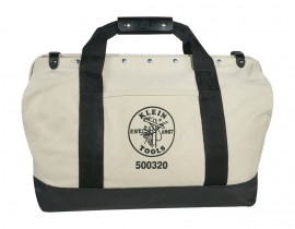 Klein Tools 5003-20 Canvas Tool Bag with leather bottom, 15 pockets, 20"-