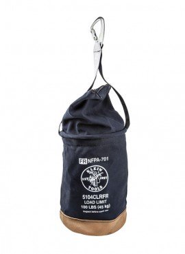 Klein Tools 5104CLRFR Flame-Resistant Canvas Bucket, top-closing, 12"-