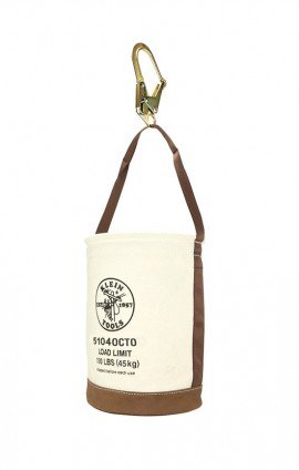 Klein Tools 5104OCTO Canvas Tool Bucket Bag with leather bottom, tether connection points, 12"-