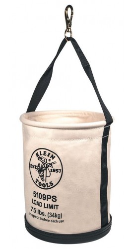 Klein Tools 5109PS Wide Straight Wall Bucket with pocket, swivel snap, 12&quot;-