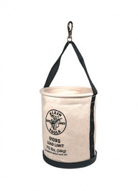 Klein Tools 5109S Straight-Wall Canvas Bucket with swivel snap, 12"-