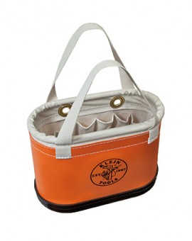 Klein Tools 5144BHHB Hard-Body 14-Pocket Oval Bucket, orange/white-