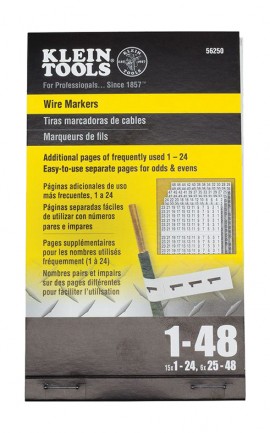 Klein Tools 56250 Wire Marker Book, 1 to 48, 0.25 x 1.5&quot; labels-