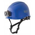 Klein 60148 Safety Helmet, Non-Vented-Class E, with Rechargeable Headlamp, Blue-