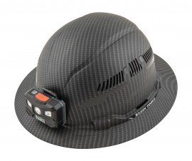 Klein Tools 60347 Full Brim Hard Hat Premium KARBN&lt;sup&gt;TM&lt;/sup&gt; Pattern with headlamp, vented, class C-