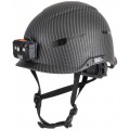 Klein Tools 60515 Safety Helmet, Premium KARBN™ Pattern, Non-Vented, Class E, Headlamp-