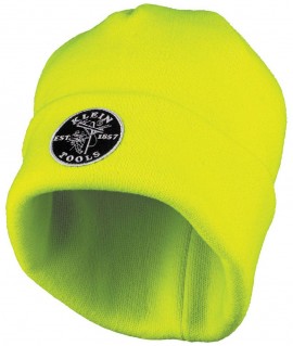 Klein Tools 60568 Heavy Knit Hat, high-visibility yellow, patch logo-