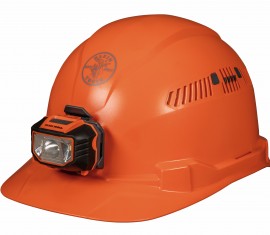 Klein Tools 60901 Vented Hard Hat with headlamp, orange-