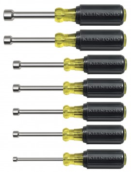 Klein Tools 631m Nut Driver Set with magnetic tip and 3&amp;quot; shaft, 7 pieces-