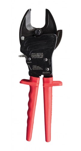 Klein Tools 63711 Open-Jaw Ratcheting Cable Cutter, 0.125" MCM-