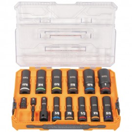 Klein Tools 65111IMPCT KNECT™ 1/2-Inch Drive Deep Well Impact Socket Set, SAE, 14-Piece-