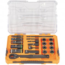 Klein Tools 65240 KNECT™ Impact Pass Through and Deep-Well Flip Socket Set, 20-Piece-