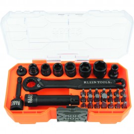 Klein Tools 65300 KNECT&amp;trade; 1/4-Inch Drive Impact-Rated Pass Through Socket Set, 32-Piece-