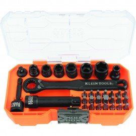 Klein Tools 65300 KNECT&amp;trade; 1/4-Inch Drive Impact-Rated Pass Through Socket Set, 32-Piece-
