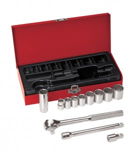 Klein Tools 65504 Socket Wrench Set, 0.375" drive, 12 pieces-