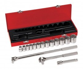 Klein Tools 65512 Socket Wrench Set, 0.5" drive, 16 pieces-