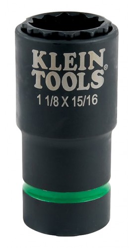 Klein Tools 66016 2-in-1 Impact Socket, 12-point, 1 &amp;frac18; and 15/16&amp;quot;-