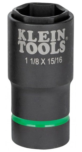 Klein Tools 66066 2-in-1 Impact Socket, 6-Point, 1-1/8 and 15/16-Inch-