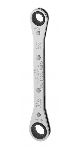 Klein Tools 68201 Ratcheting Box Wrench,  3/8 x 7/16&amp;quot;-