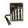 Klein Tools 68221 Ratcheting Box Wrench Set with pouch, 25&amp;deg; offset-