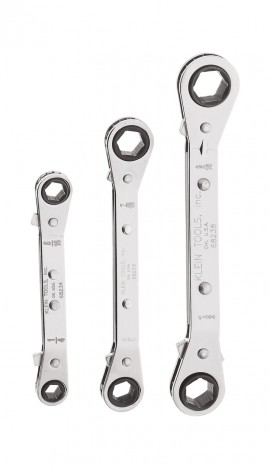 Klein Tools 68244 Ratcheting Box Wrench Set with pouch, 3 pieces-