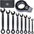 Klein Tools 69408MG 90-Tooth Ratcheting Combo Wrench Set, Metric, 8-Piece-
