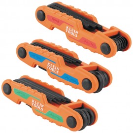 Klein Tools 70543 Compact Folding Hex Key Set, 25-Key, SAE, Metric, TORX® Sizes, 3-Piece-