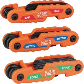 Klein Tools 70553 Pro Folding Hex Key Set, 31-Key, SAE, Metric, TORX® Sizes, 3-Piece-