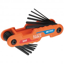 Klein Tools 70590 Compact Folding Hex Key Set, 12-Key, SAE, Metric Sizes-