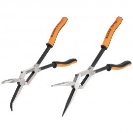 Klein Tools 71402 Long Reach Needle Nose and Bent Nose Pliers Set, 13-Inch, 2-Piece-