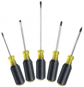 Klein Tools 85445 Screwdriver Set, Slotted, Phillips and Square, 5-piece-