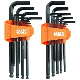 Klein Tools BLS22 Long Ball End Hex Key Set, SAE and Metric, 22-Piece-