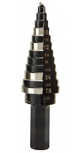 Klein Tools KTSB14 Double-Fluted Step Drill Bit, 3/16 to 7/8&amp;quot;-