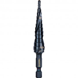 Klein Tools QRST01 Step Drill Bit, Quick Release, Double Spiral Flute, 1/8 to 1/2-Inch-