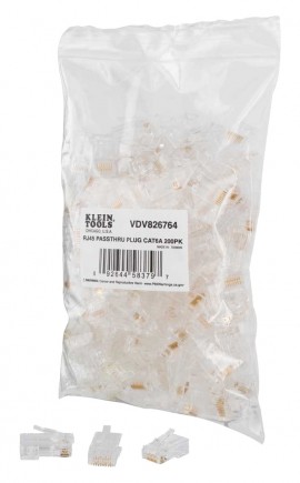 Klein Tools VDV826-764 Pass-Thr Modular Data Plugs for CAT6A, UTP, 200-pack-