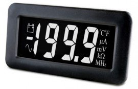 Lascar DPM 750S-EB-W LCD Voltmeter with white digits and black background-