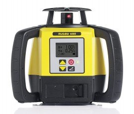 Leica 6006007 Rugby 680 Rotating Laser with Rod Eye 140 and alkaline battery pack-