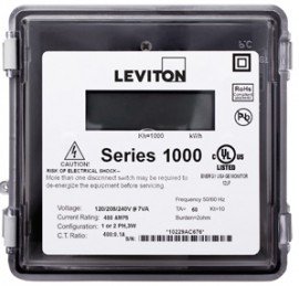 Leviton 1R240-081 Outdoor Dual Element kWh Meter, MAX 800A, Meter Only-