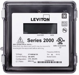 Leviton 2R208-121 Small Outdoor Enclosure 120/208V Three Phase Meter, MAX 1200A, Meter Only-