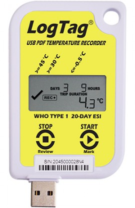 LogTag USRID-16W1 Single-Use Temperature Logger for freeze sensitive vaccines, WHO type 1 alarm-