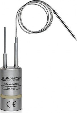 MadgeTech HiTemp140X2 Series High Temperature Dual Probe Data Logger with a 2&amp;quot; TD probe and 36&amp;quot; flexible RTD probe with steel tip-